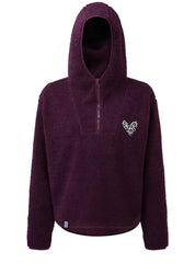Sherpa 1/4 Zip Fleece with Hood and Leopard Print Heart