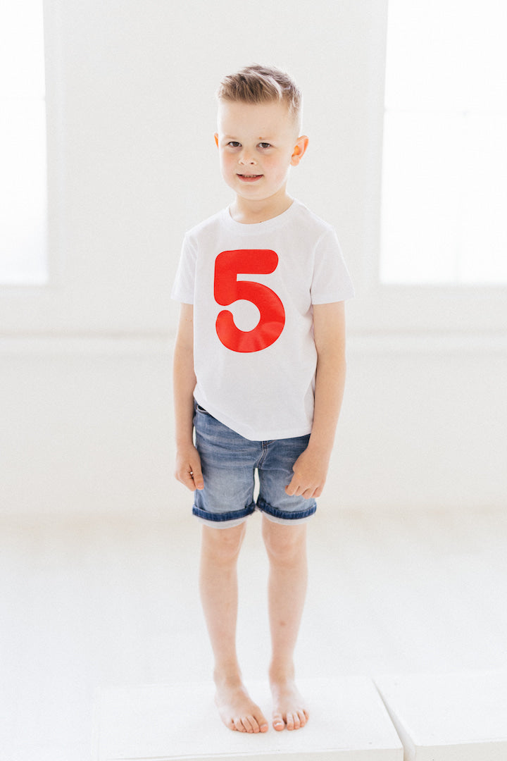 Birthday Milestone Number T-shirt Age 3-12