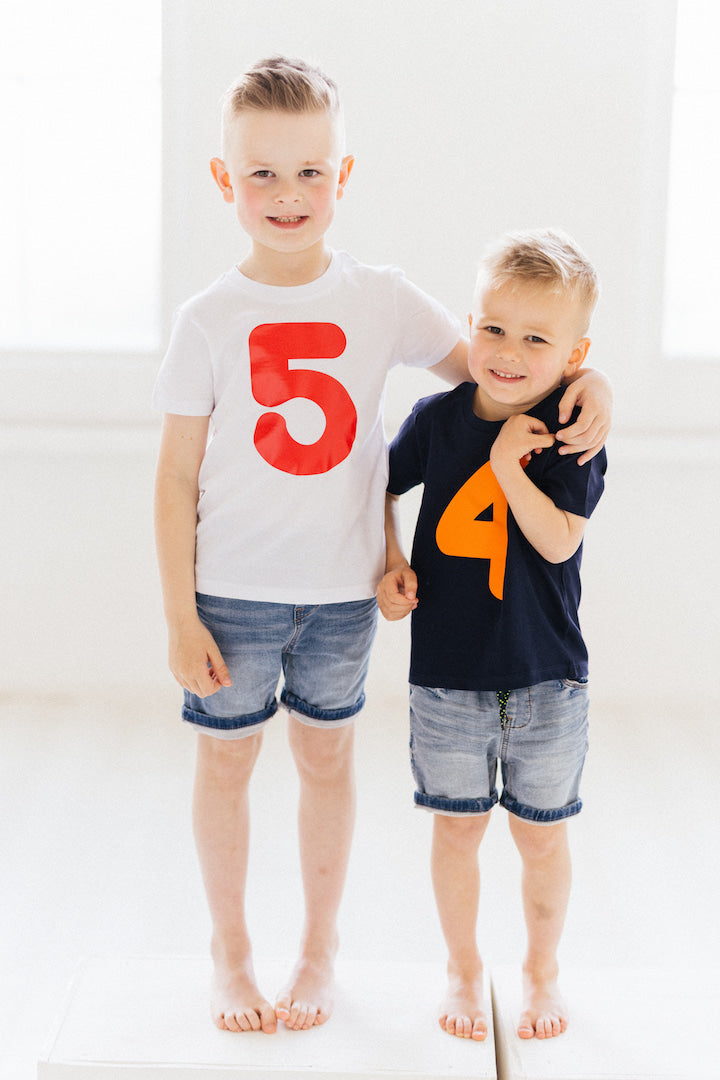 Birthday Milestone Number T-shirt Age 3-12