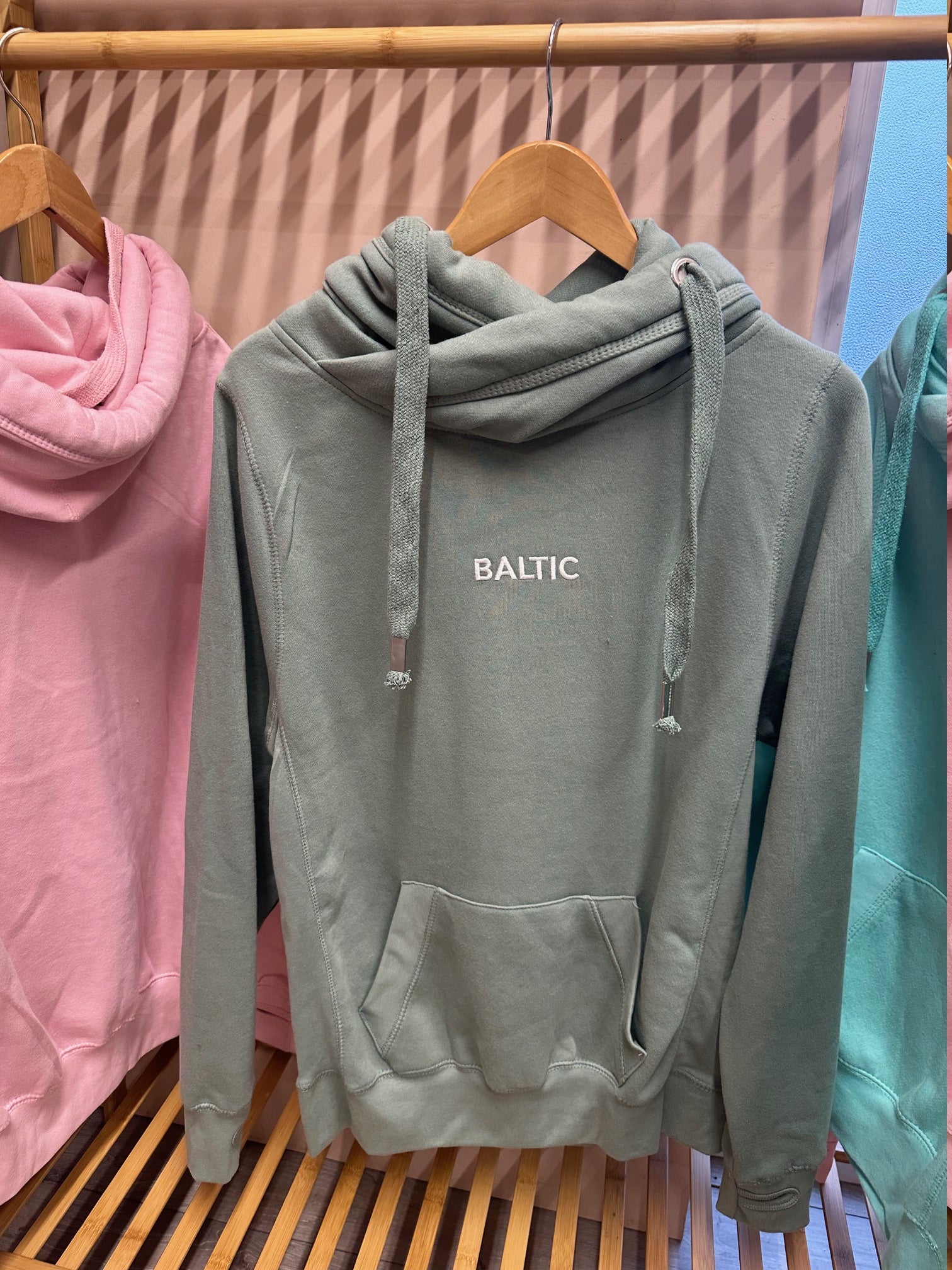 SAMPLE SALE  DUSTY GREEN BALTIC with Ivory Crossneck Hoodie ALL SIZES