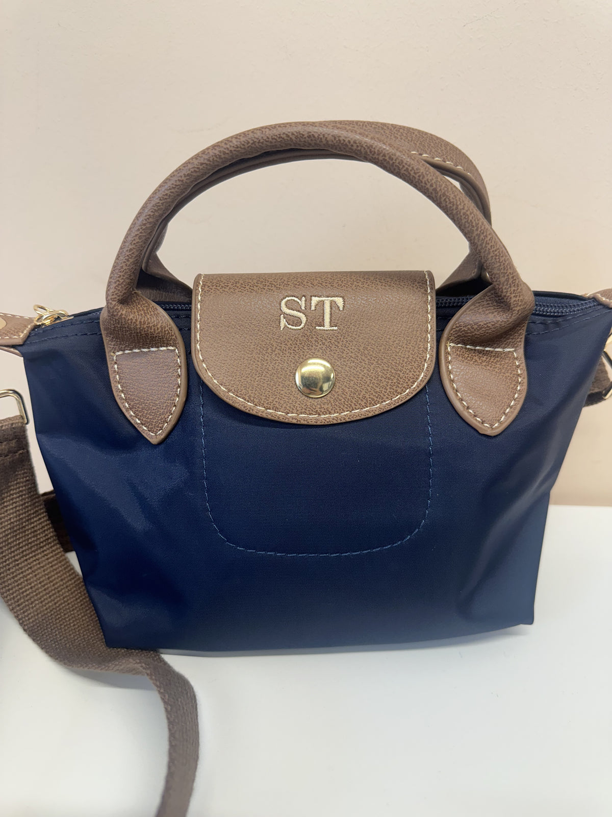 Mini Grab Handle Pouch Bag Navy – Ted & Stitch Limited