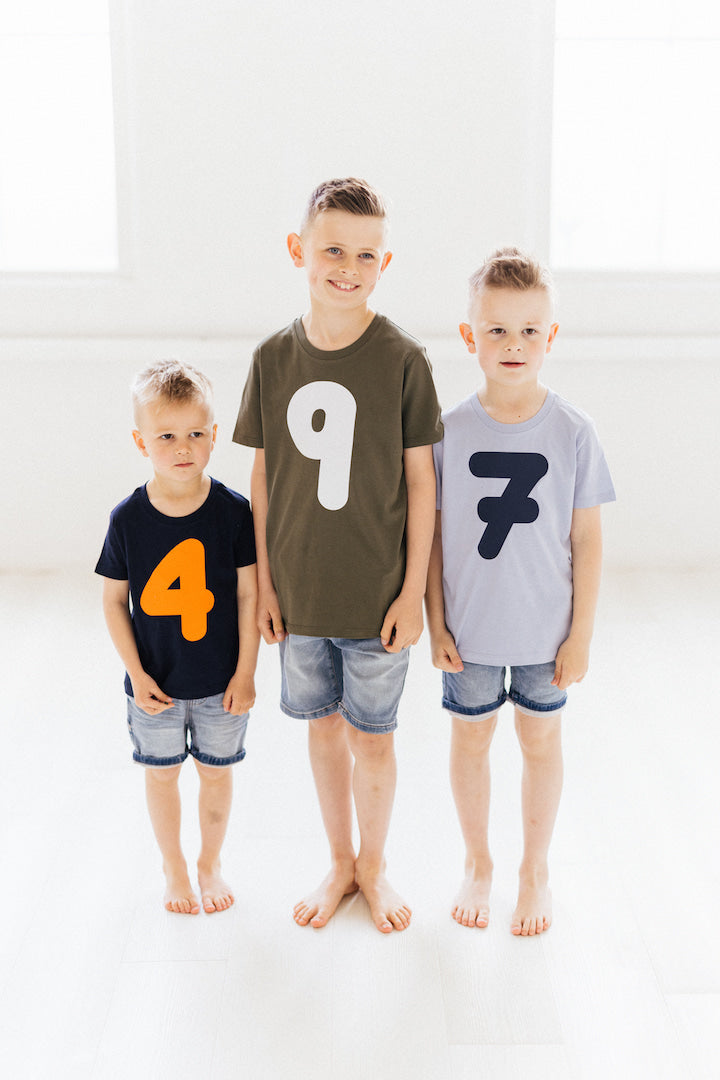 Birthday Milestone Number T-shirt Age 3-12