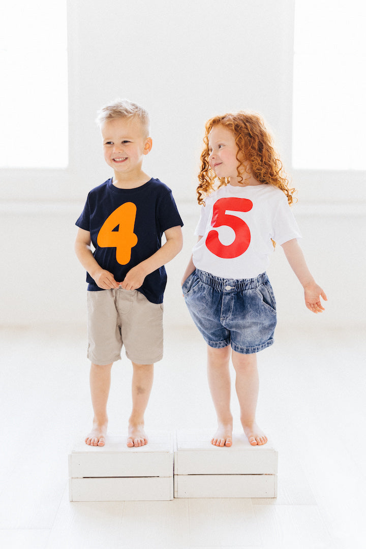 Birthday Milestone Number T-shirt Age 3-12