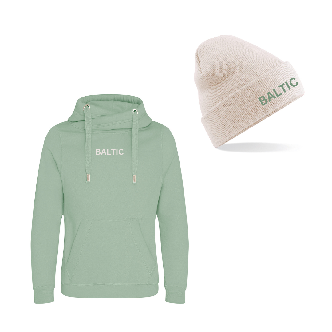 Black Friday Bundle - Dusty Green Baltic Cross Neck Hoodie and Hat £52 Now £40