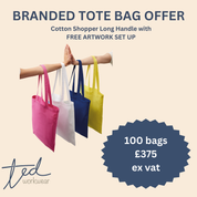 100 Branded Tote Bags £375 ex vat