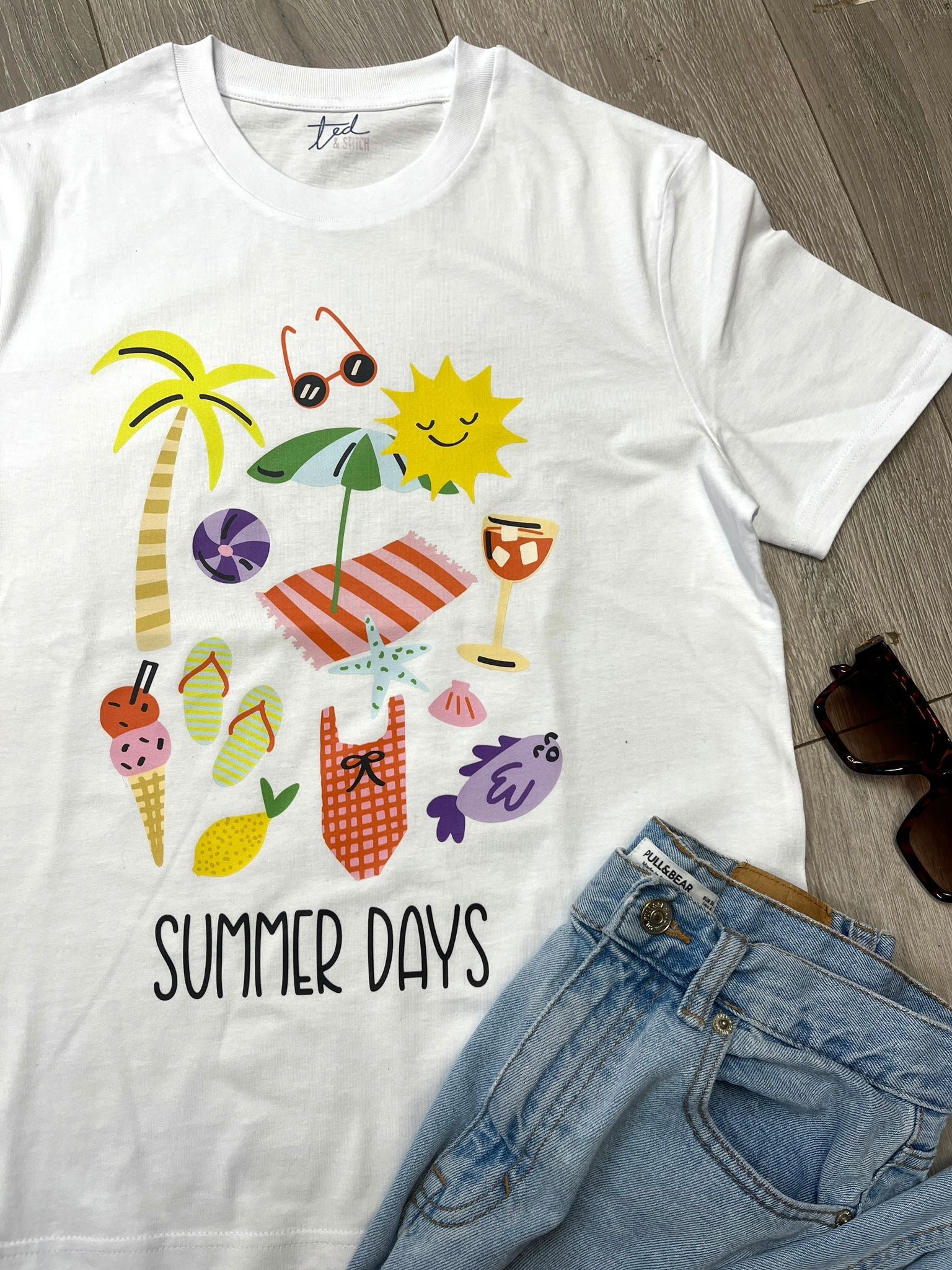 SUMMER SAMPLE SALE White Summer Days Tshirt - XS, L, XL