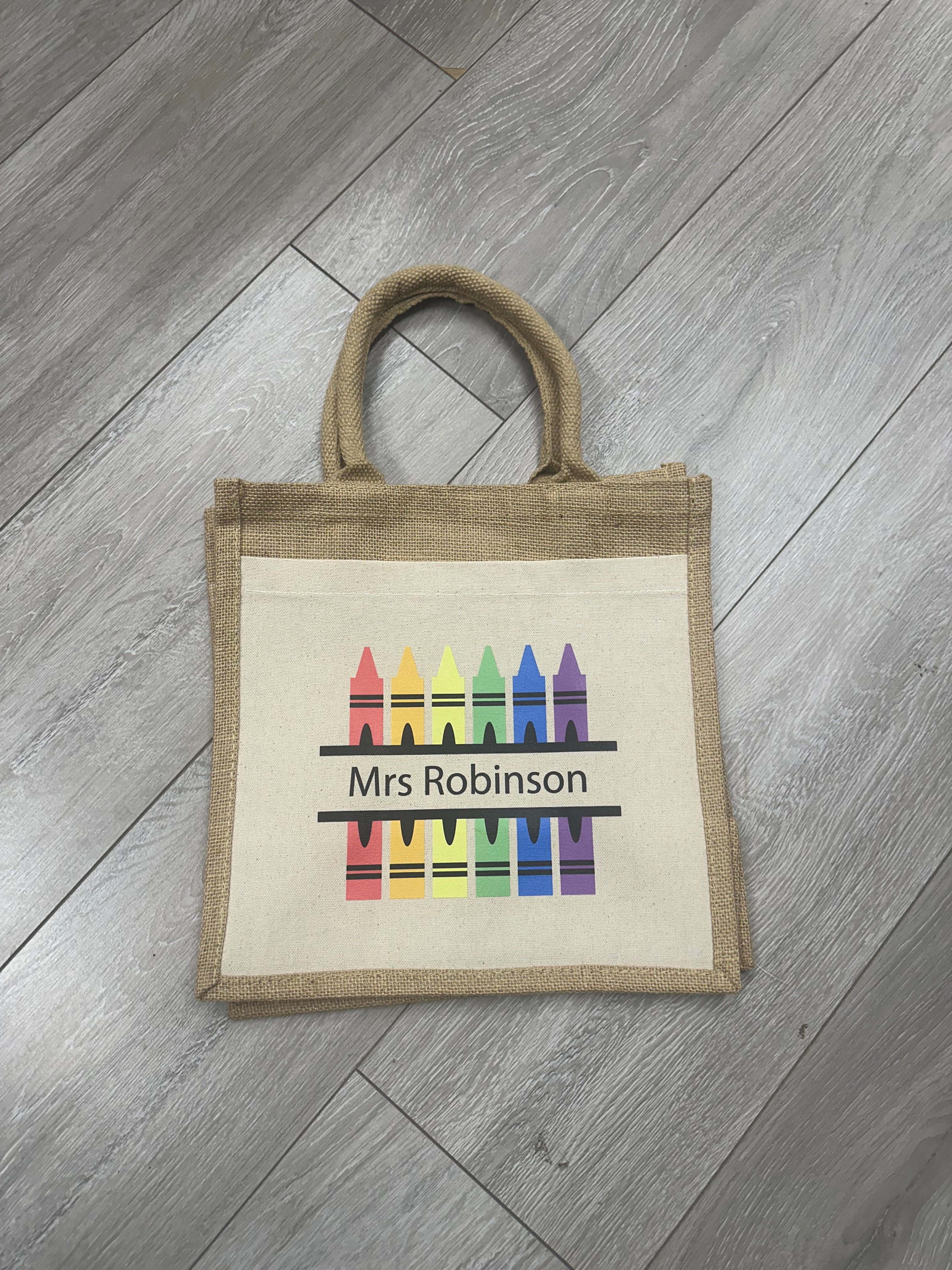 Crayons Personalised Jute Tote