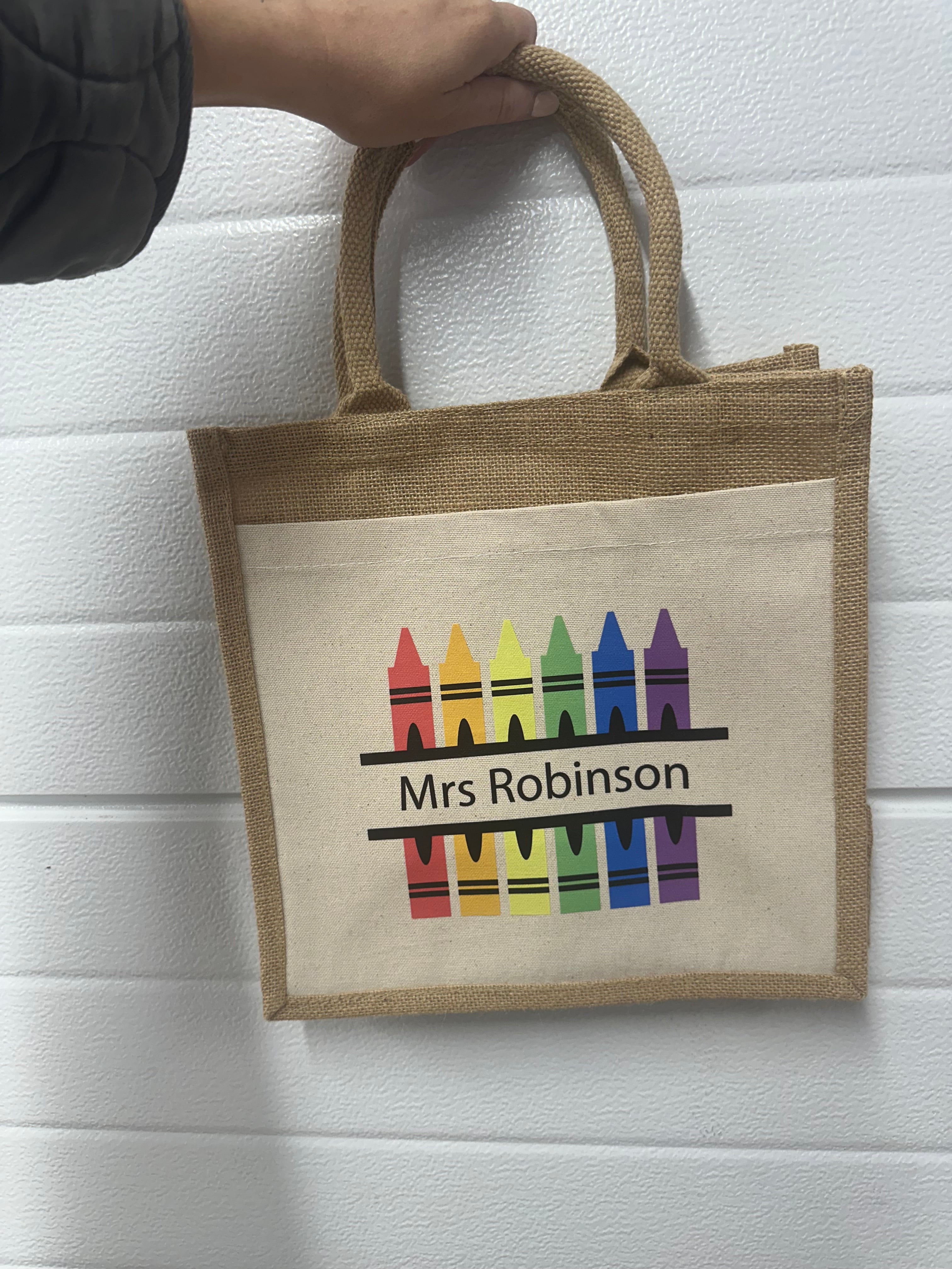 Crayons Personalised Jute Tote