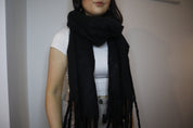 Black Plain Tassel Blanket Scarf