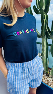 Confident Navy Embroidered Unisex T-Shirt