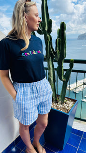 Confident Navy Embroidered Unisex T-Shirt