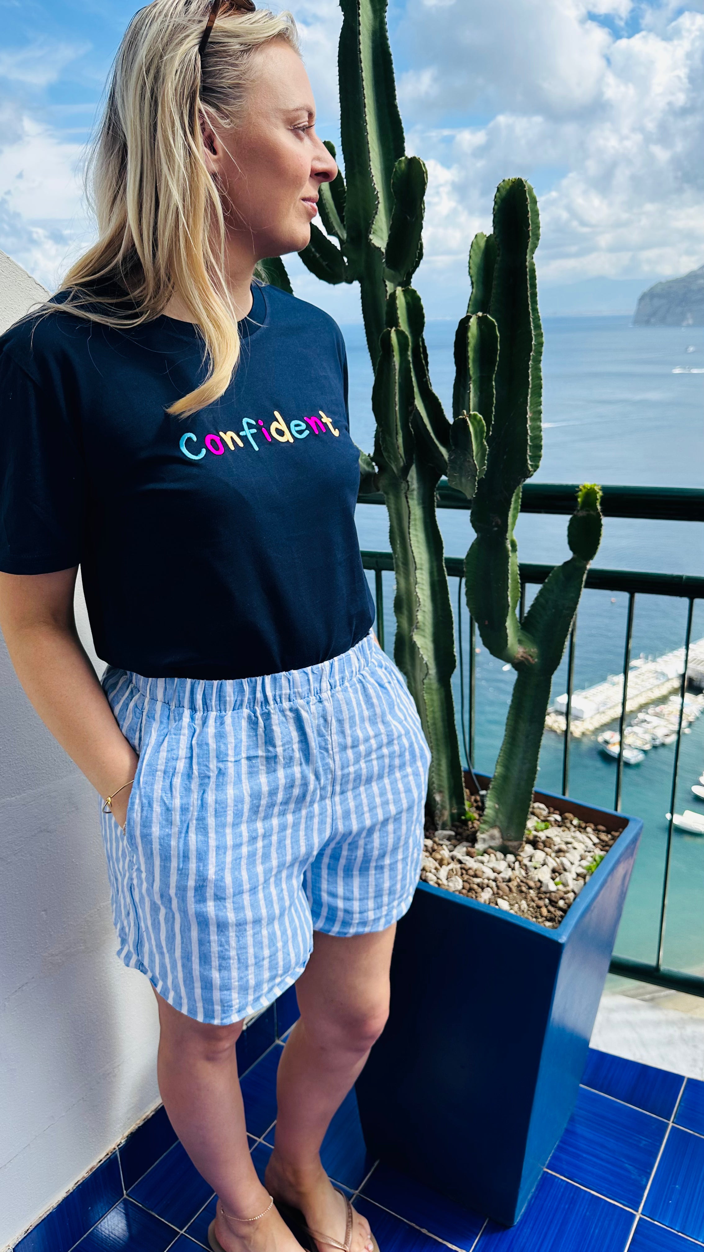 Confident Navy Embroidered Unisex T-Shirt