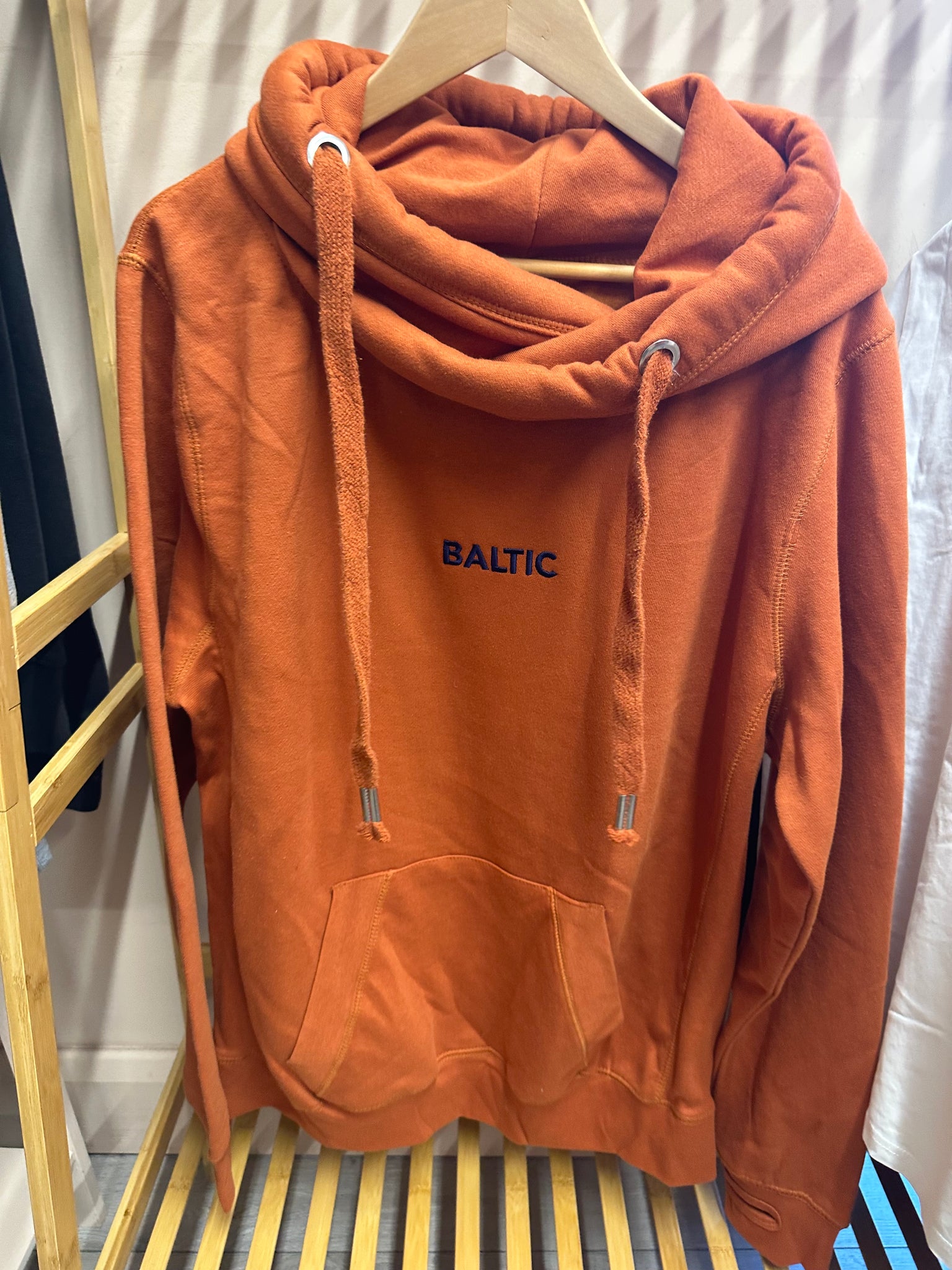 SAMPLE SALE Embroidered 'Baltic' Crossneck Hoodie, Ginger with Navy Stitching,  L