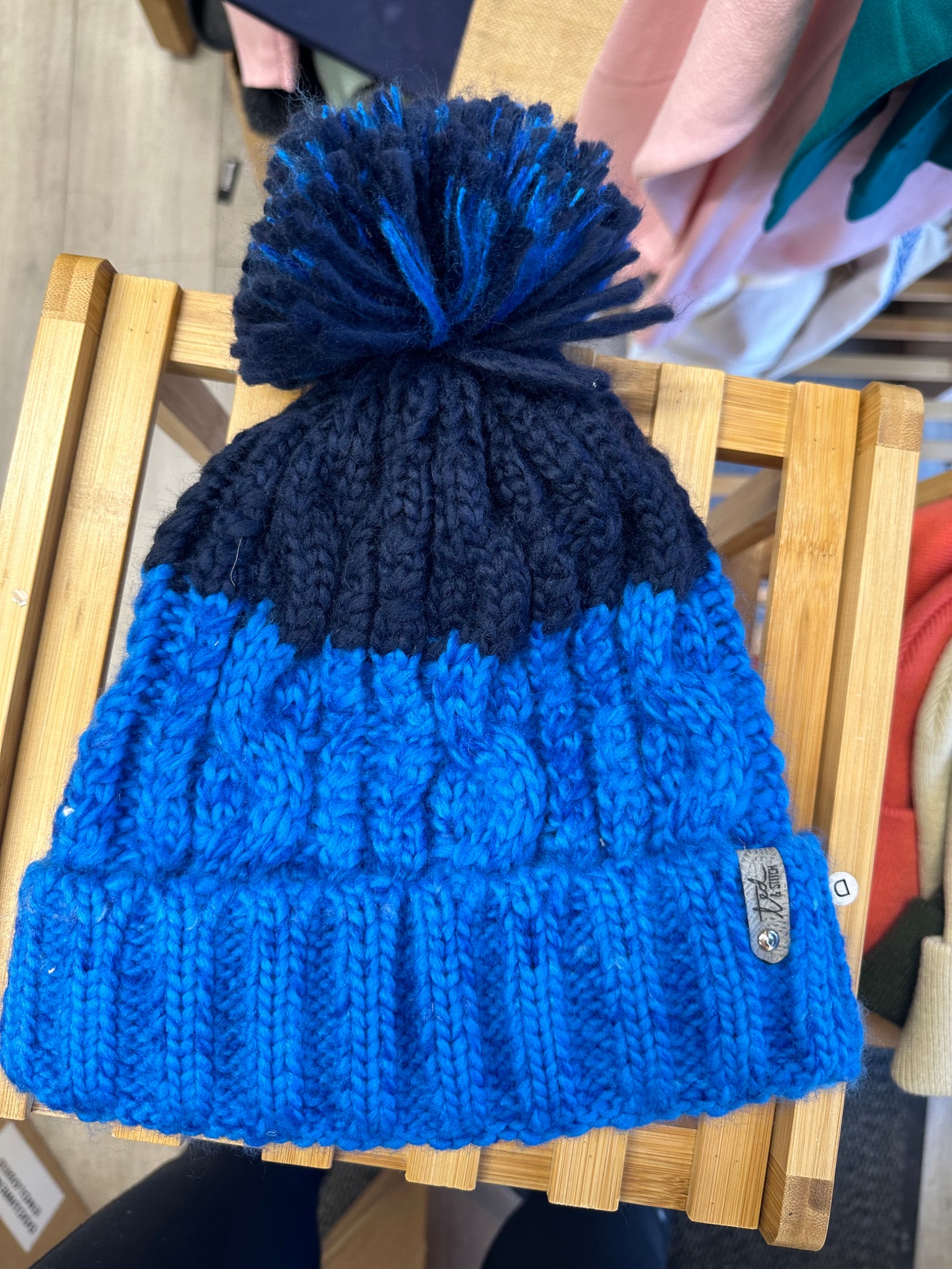 SAMPLE SALE Royal and Navy Bobble hat