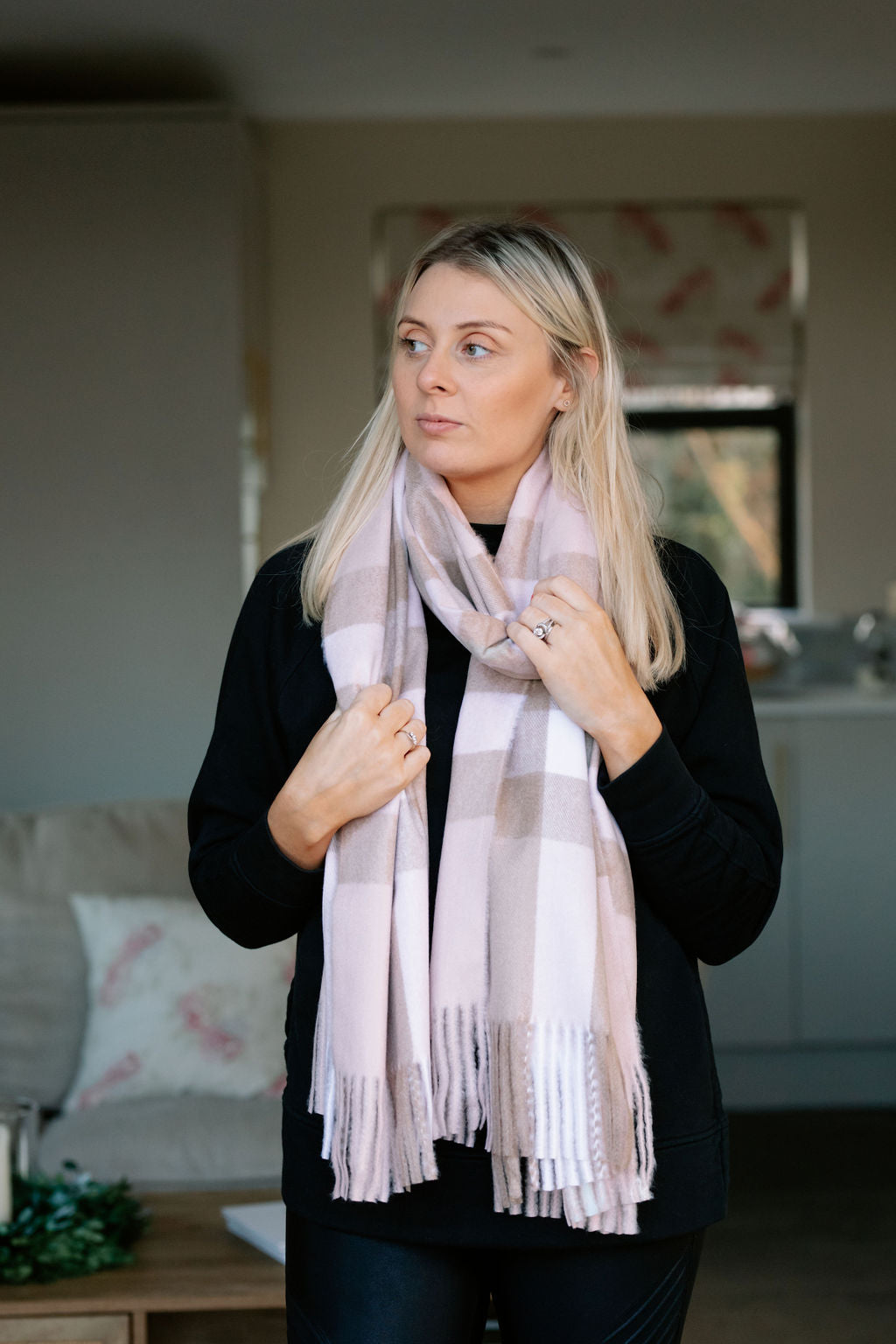SAMPLE SALE Classic Pink Checked Tanya Personalised Scarf