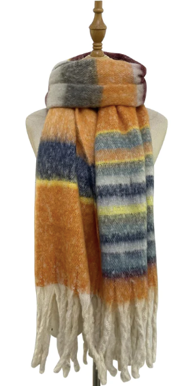 Personalised Embroidered Orange Tassel Scarf