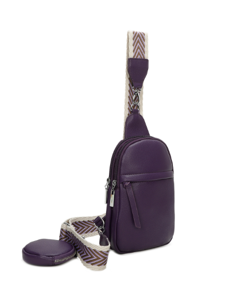 Large Sling Bag Purple with Coin Purse