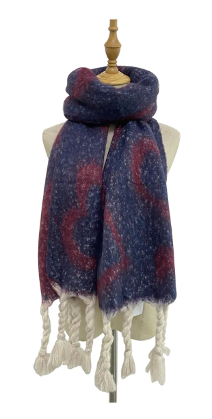 Reversible Chunky Love Heart Print Personalised Scarf