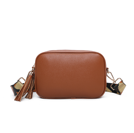 Brown Double Zip Bag with Strap
