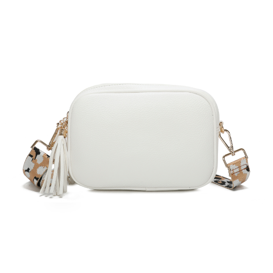 White Double Zip Bag with Strap