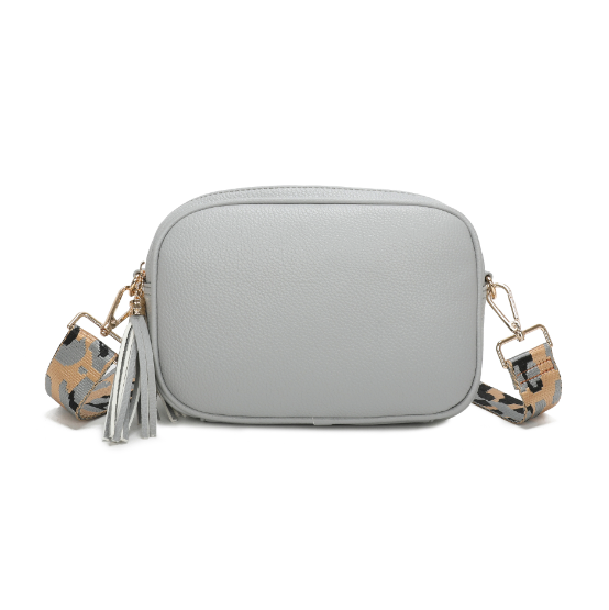 Light Grey Double Zip Bag with Strap