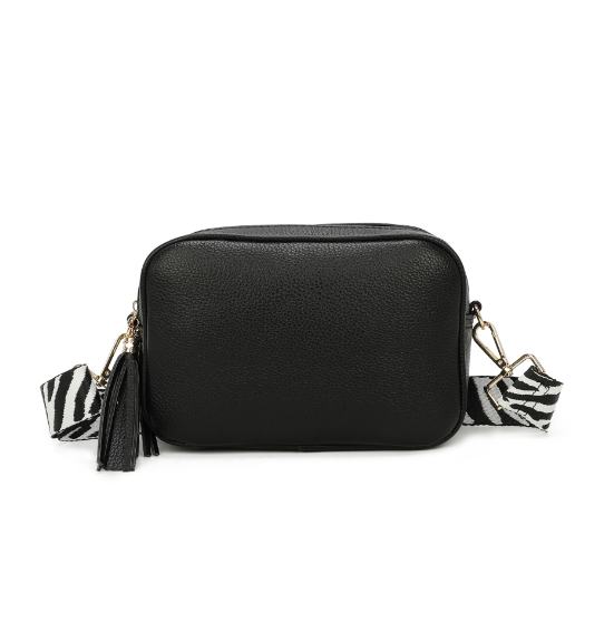 Black Double Zip Bag with Strap