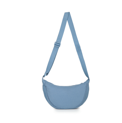 Blue Canvas Rounded Shoulder Cross Body Bag