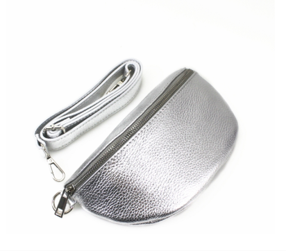 Leather Sling Bum Bag Silver