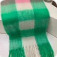 Personalised Green and Pink Check Blanket Scarf