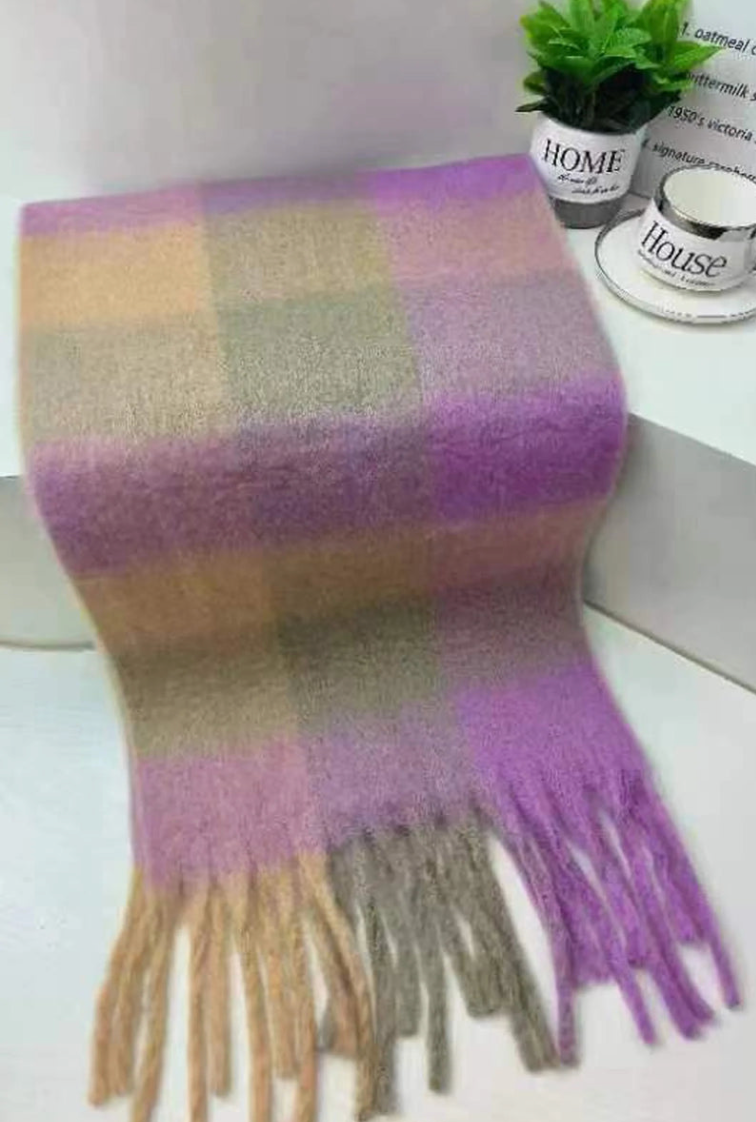 Personalised Lavender Check Blanket Scarf