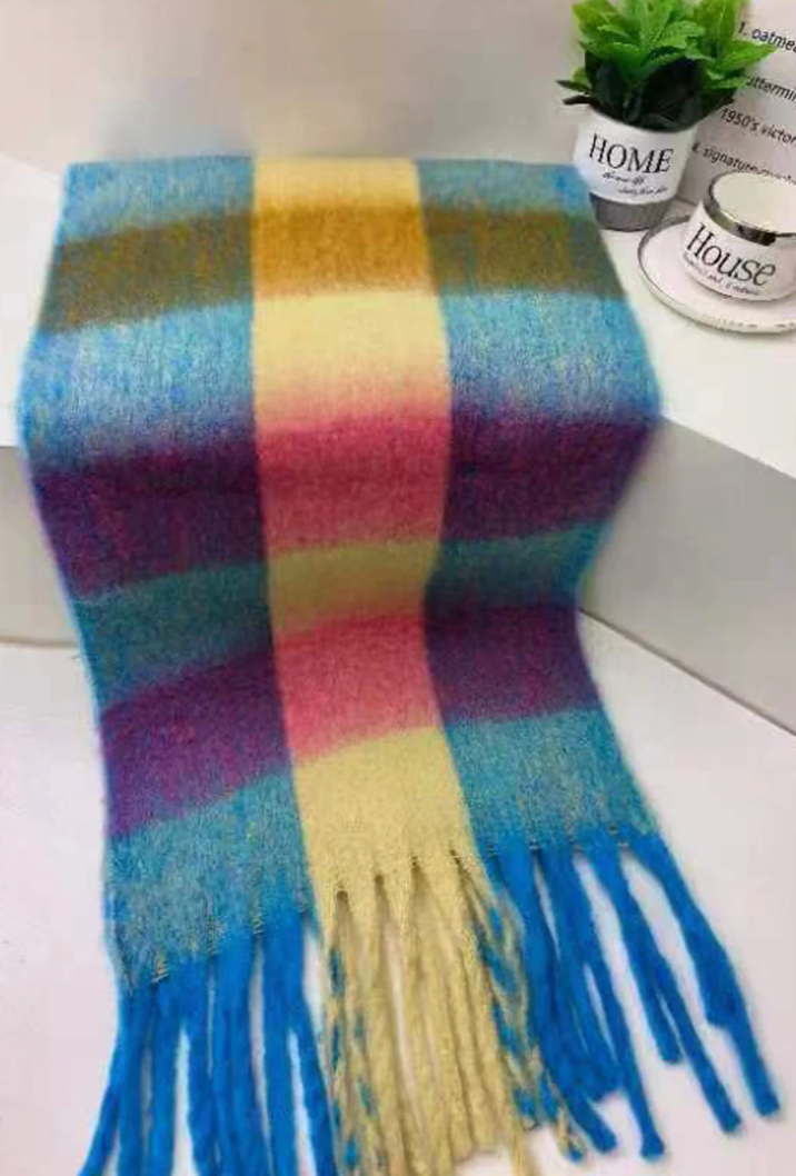 Personalised Blue Check Blanket Scarf