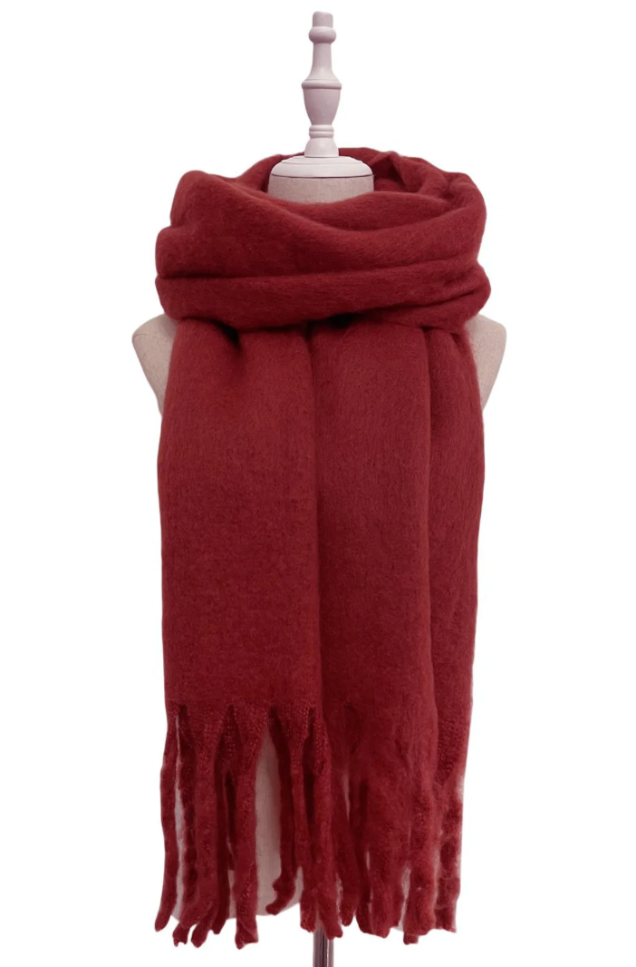 The Cosy Tassel Scarf Wine – Personalised
