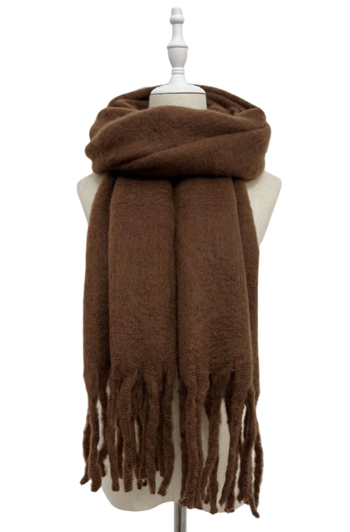 The Cosy Tassel Scarf Brown – Personalised