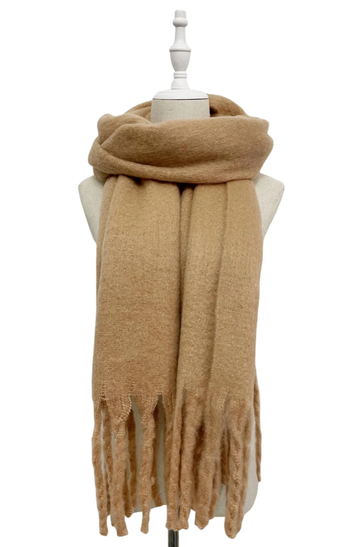 The Cosy Tassel Scarf Tan – Personalised