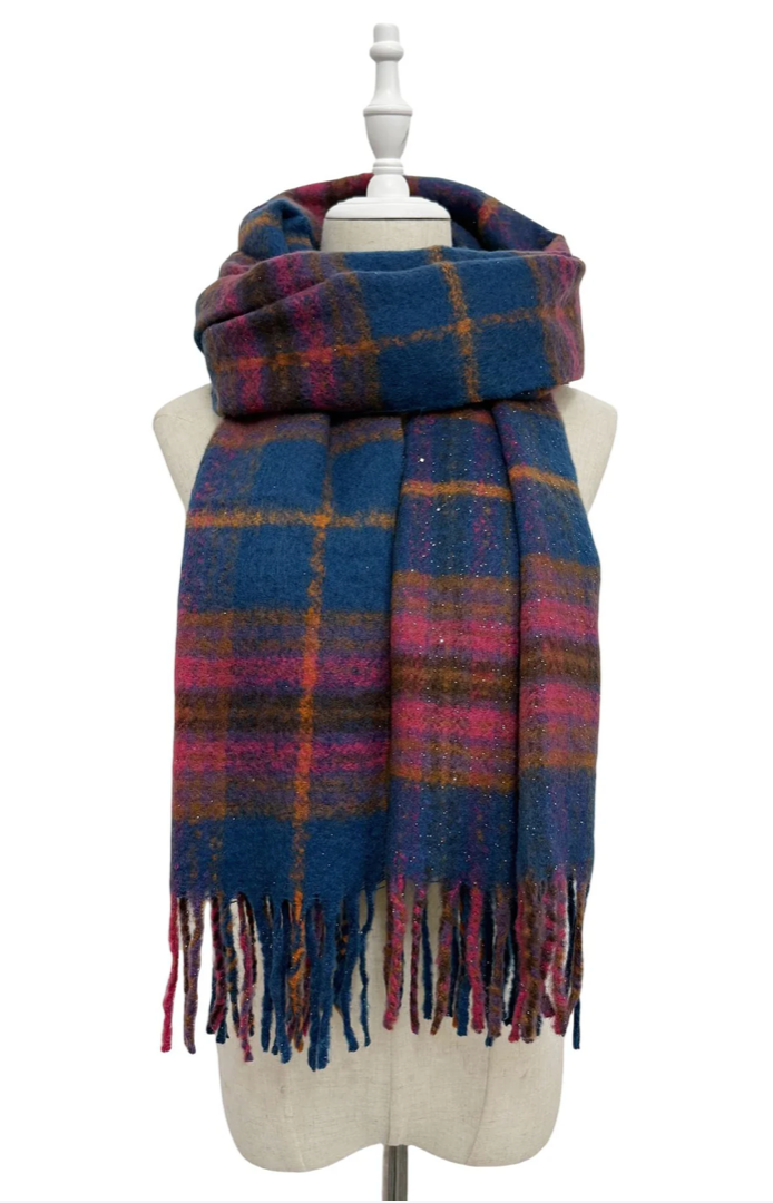 Teal Check Scarf – Personalised