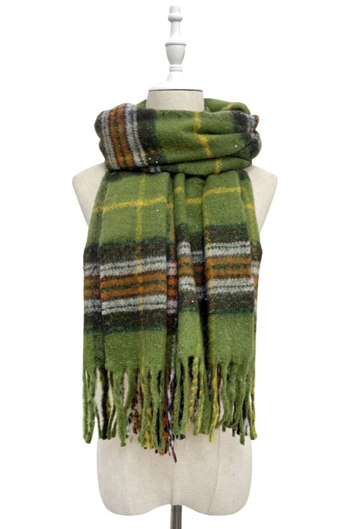Army Green Check Scarf – Personalised