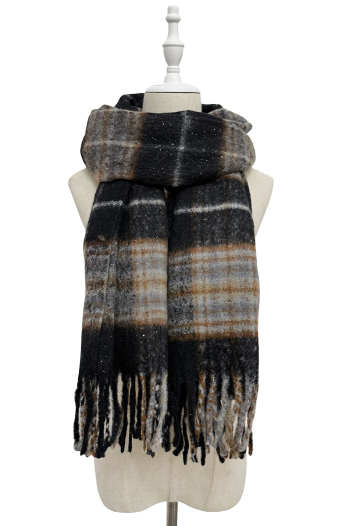 Black Check Scarf – Personalised