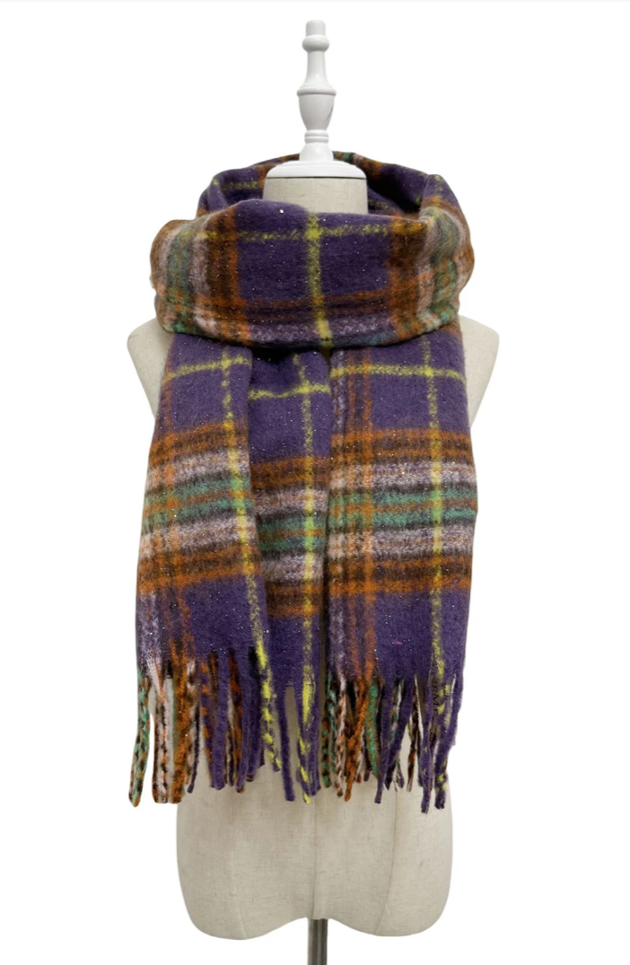 Purple Check Scarf – Personalised