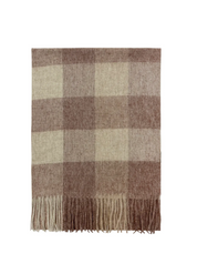 Walnut and Beige Personalised 100% Wool Check Tassel Scarf