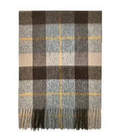 Light Grey and Coffee Personalised 100% Wool Check Tassel Scarf