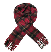 Red Personalised 100% Wool Check Tassel Scarf
