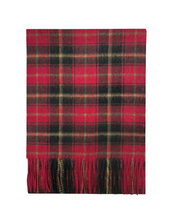 Red Personalised 100% Wool Check Tassel Scarf