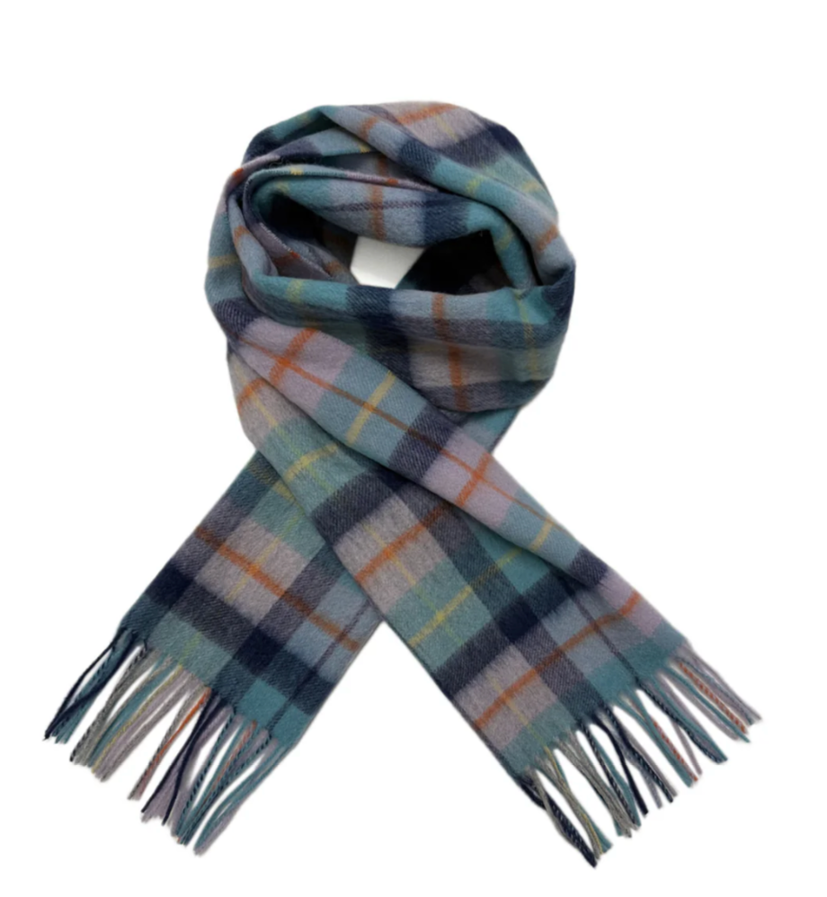 Aqua Personalised 100% Wool Check Tassel Scarf