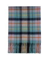 Aqua Personalised 100% Wool Check Tassel Scarf