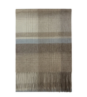 Cream and Beige Personalised 100% Wool Check Tassel Scarf