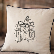Personalised Outline Portrait Cushion Cover – Custom Photo Line Art Embroidery