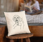 Personalised Outline Portrait Cushion Cover – Custom Photo Line Art Embroidery