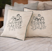 Personalised Outline Portrait Cushion Cover – Custom Photo Line Art Embroidery