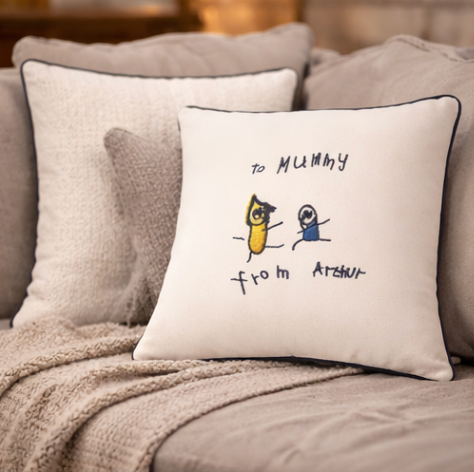 Personalised Handwriting Embroidered Cushion Cover – Custom Keepsake Gift