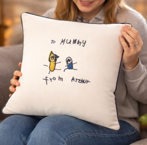 Personalised Handwriting Embroidered Cushion Cover – Custom Keepsake Gift